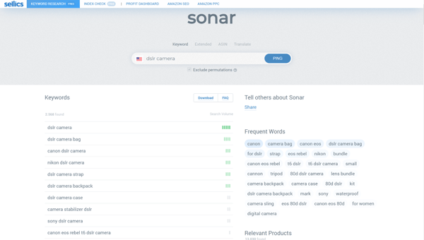 screenshot from sonar tool