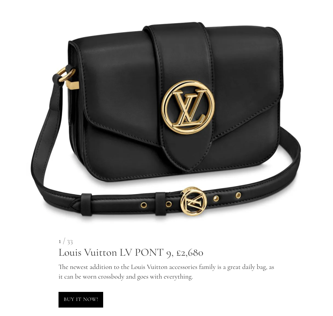 Louis Vuitton purse on sale for 2,680 British pounds