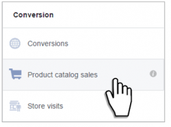 From the different advertising options in Facebook Business Manager, choose 'Product catalog sales'.